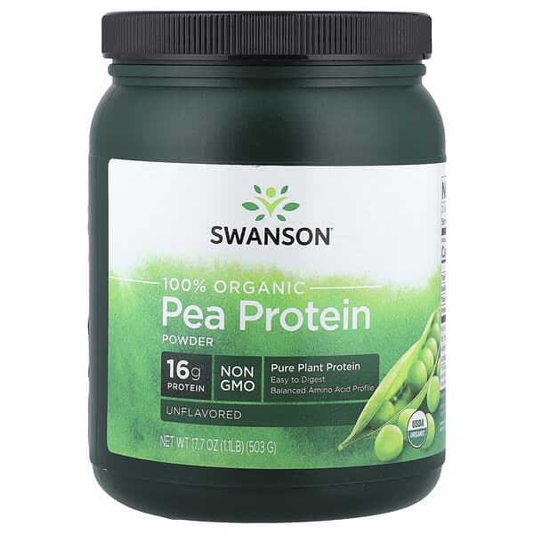 Swanson, 100% Organic Pea Protein Powder, Unflavored, 1.1 lb (503 g)