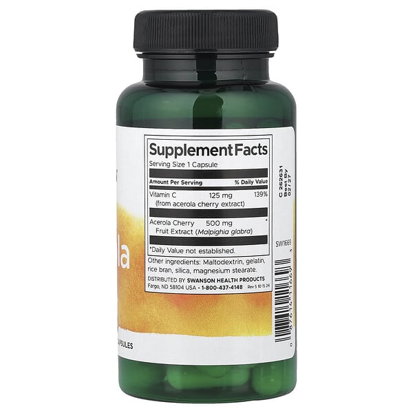 Alternative view of Swanson, Acerola, 500 mg, 60 Capsules