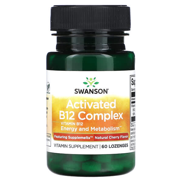 Swanson, Activated B12 Complex, Natural Cherry, 60 Lozenges (2,000 mcg per Lozenge)
