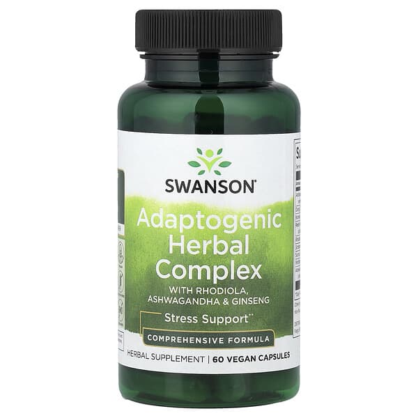 Swanson, Adaptogenic Herbal Complex with Rhodiola, Ashwagandha & Ginseng, 60 Vegan Capsules