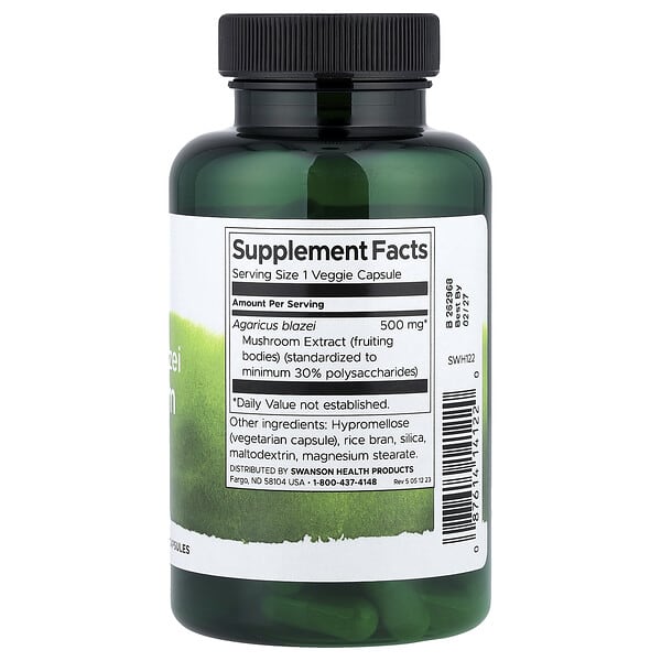 Alternative view of Swanson, Agaricus Blazei Mushroom Extract, 500 mg, 90 Veggie Caps