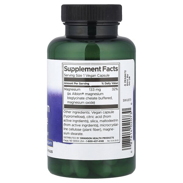 Alternative view of Swanson, Albion®, Magnesium Glycinate, 133 mg, 90 Vegan Capsules