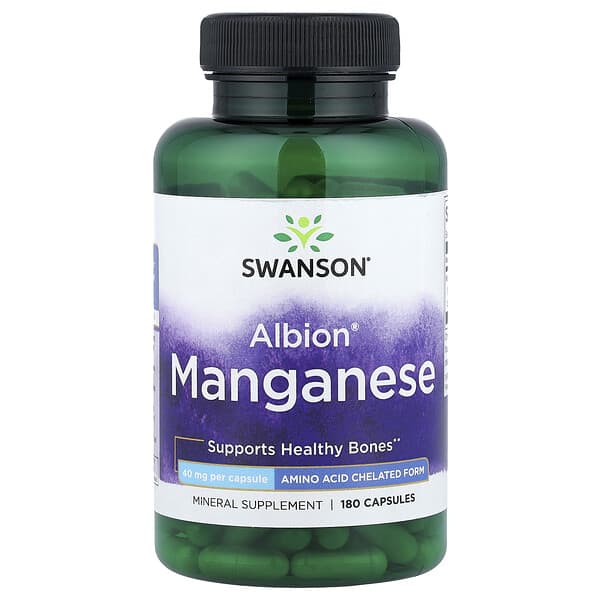 Swanson, Albion® Manganese, 40 mg, 180 Capsules 5 Swanson, Albion® Manganese, 40 mg, 180 Capsules