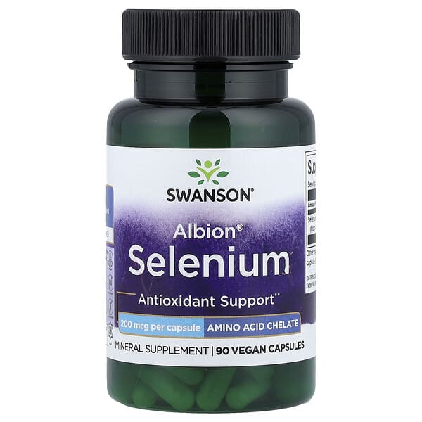 Swanson, Albion® Selenium , 200 mcg, 90 Vegan Capsules