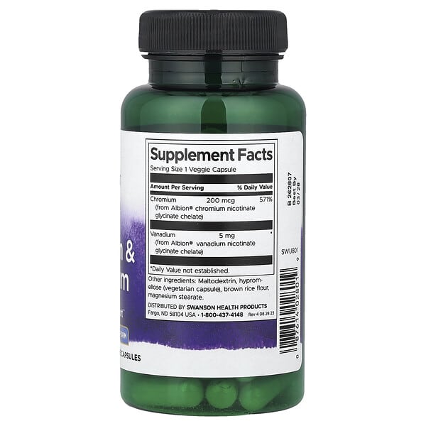 Alternative view of Swanson, Albion® Vanadium & Chromium, 60 Veggie Capsules