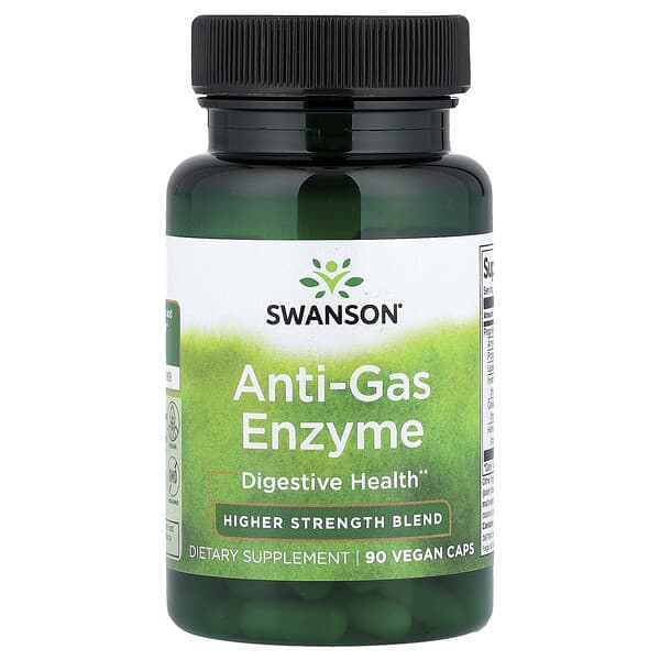 Swanson, Anti-Gas Enzyme, High Strength Blend, 90 Vegan Caps