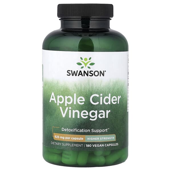 Swanson, Apple Cider Vinegar, Higher Strength, 180 Vegan Capsules (625 mg Per capsule)