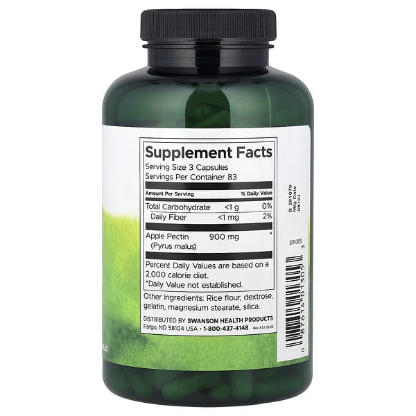 Alternative view of Swanson, Apple Pectin, 300 mg, 250 Capsules
