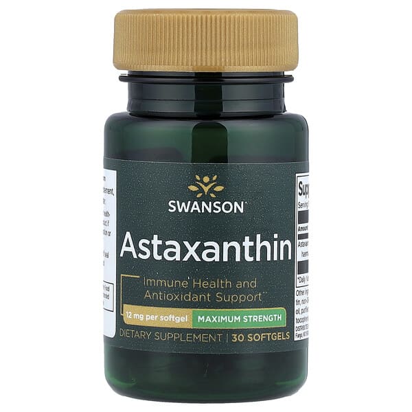 Swanson, Astaxanthin, Maximum Strength, 12 mg, 30 Softgels 3 Swanson, Astaxanthin, Maximum Strength, 12 mg, 30 Softgels