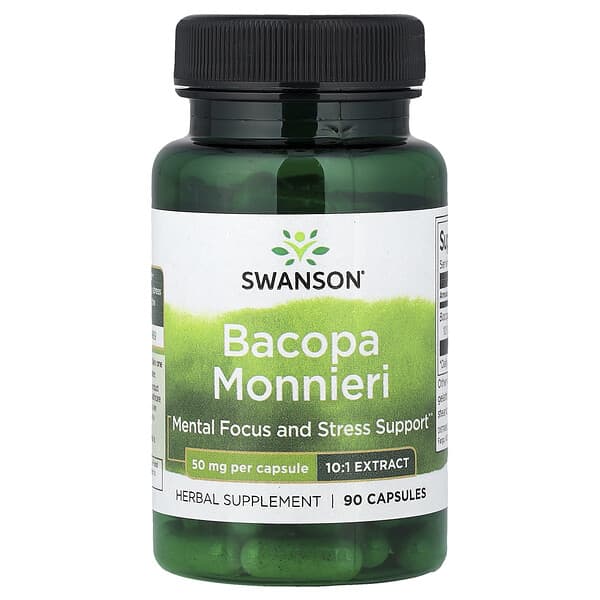 Swanson, Bacopa Monnieri, 50 mg, 90 Capsules 1 Swanson, Bacopa Monnieri, 50 mg, 90 Capsules