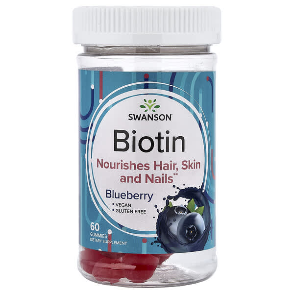 Swanson, Biotin Gummies, Blueberry, 60 Gummies