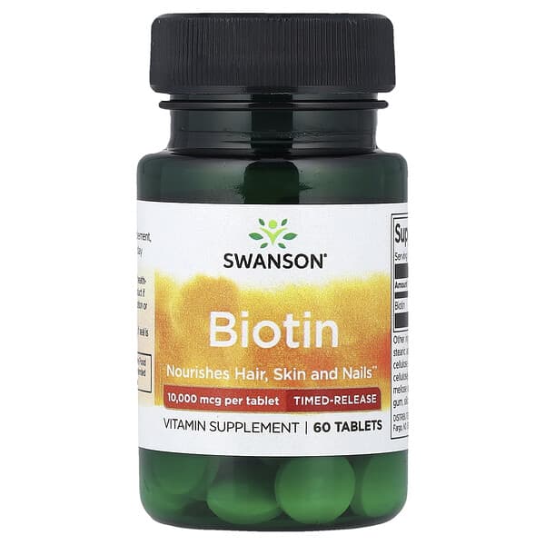 Swanson, Biotin, Time-Release, 10,000 mcg, 60 Tablets