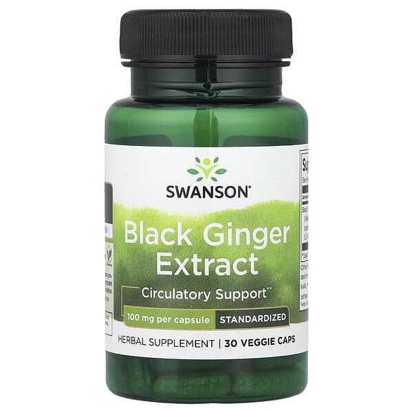 Swanson, Black Ginger Extract, 100 mg, 30 Veggie Caps