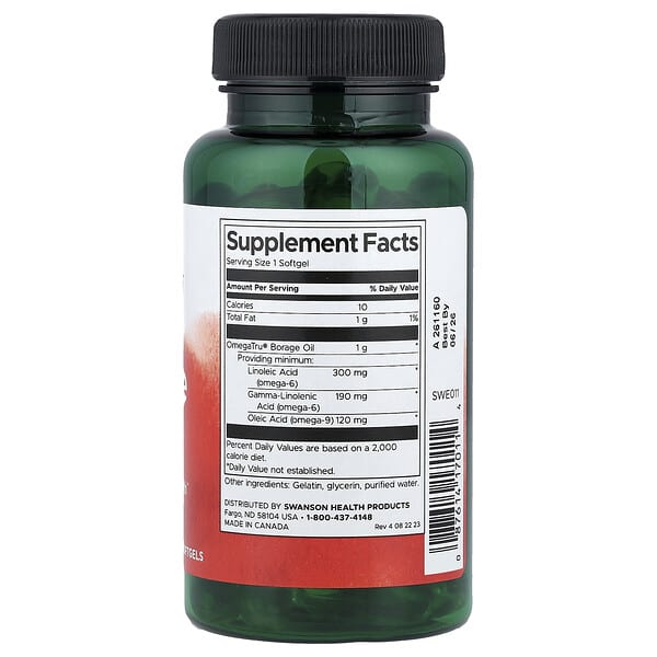 Alternative view of Swanson, Borage Oil, 1 g, 60 Softgels
