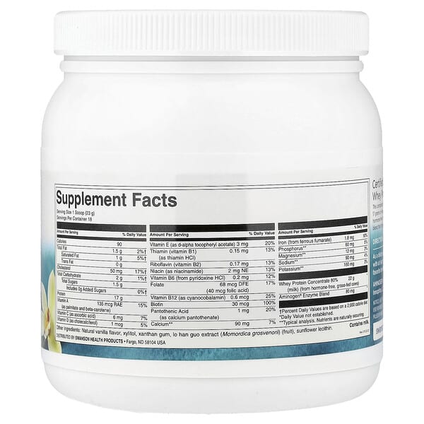 Alternative view of Swanson, Certified rBGH-Free, Grass-Fed Whey Protein Powder, Vanilla, 14.8 oz (420 g)