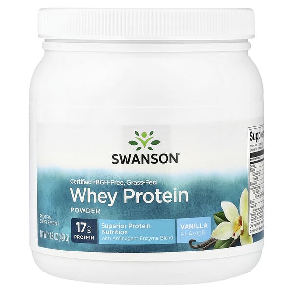 Swanson, Certified rBGH-Free, Grass-Fed Whey Protein Powder, Vanilla, 14.8 oz (420 g)