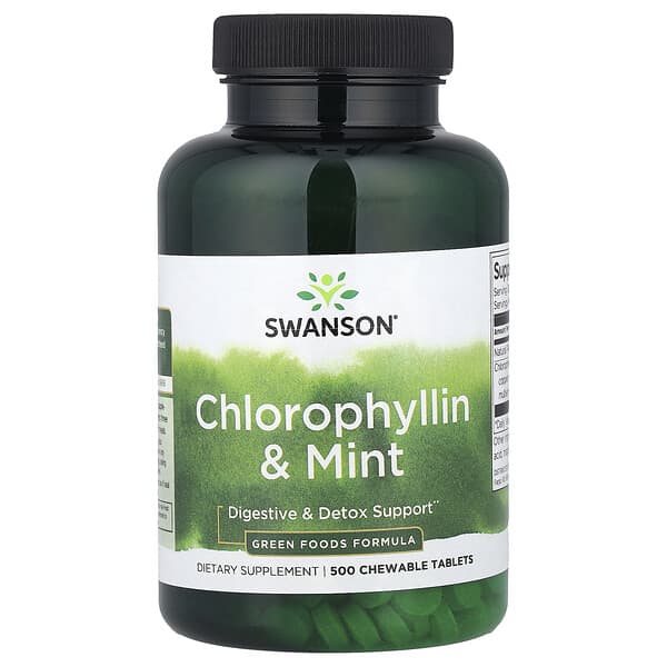 Swanson, Chlorophyllin & Mint, 500 Chewable Tablets