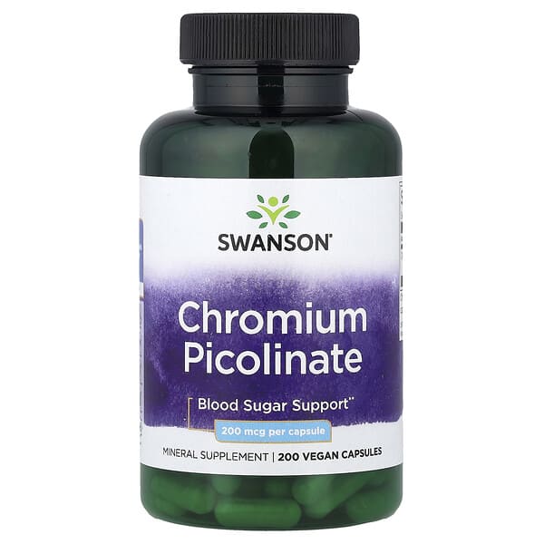 Swanson, Chromium Picolinate, 200 mcg, 200 Vegan Capsules