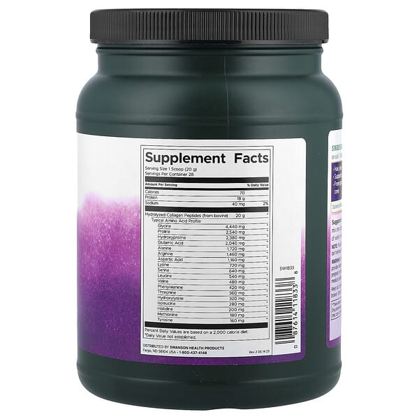 Alternative view of Swanson, Collagen Peptides, Unflavored, 19.75 oz (560 g)