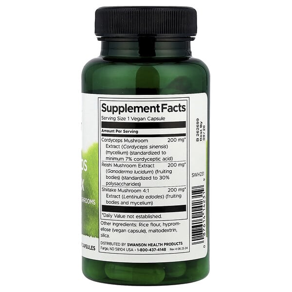 Alternative view of Swanson, Cordyceps Complex with Reishi and Shiitake Mushrooms, 60 Vegan Capsules