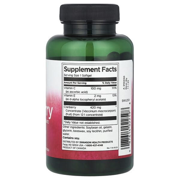 Swanson, Cranberry, Whole Fruit Concentrate, Super Strength, 60 Softgels 2 Swanson, Cranberry, Whole Fruit Concentrate, Super Strength, 60 Softgels - Ảnh 2