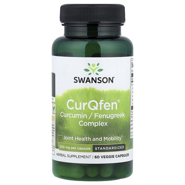Swanson, CurQfen® Curcumin/Fenugreek Complex, Standardized, 500 mg, 60 Veggie Capsules
