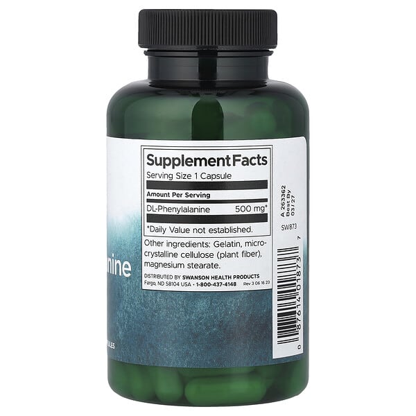 Alternative view of Swanson, DL-Phenylalanine, 500 mg, 100 Capsules