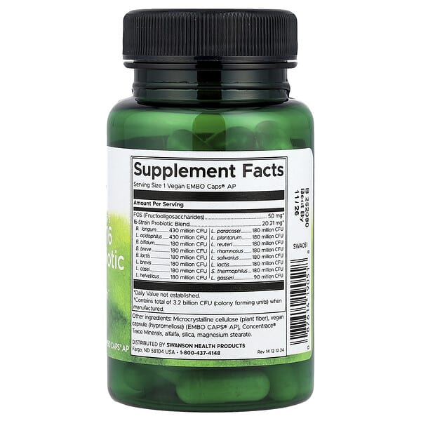 Alternative view of Swanson, Dr. Stephen Langer's Ultimate 16 Strain Probiotic with FOS, 60 Vegan EMBO Caps® AP
