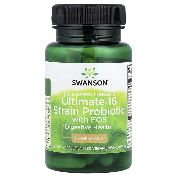 Swanson, Dr. Stephen Langer's Ultimate 16 Strain Probiotic with FOS, 60 Vegan EMBO Caps® AP