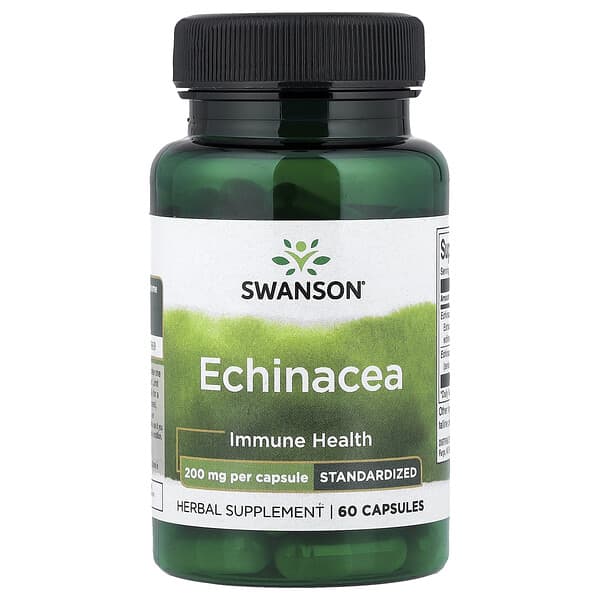 Swanson, Echinacea, Standardized, 200 mg, 60 Capsules