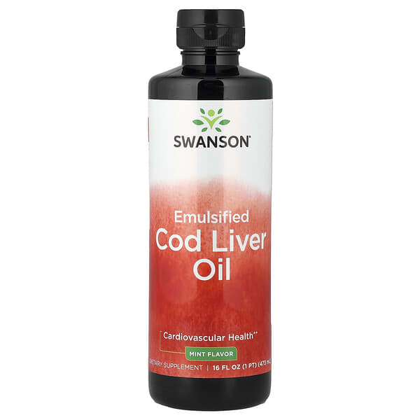 Swanson, Emulsified Cod Liver Oil, Mint, 16 fl oz (473 ml)