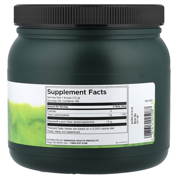 Alternative view of Swanson, FiberAid® Larch Tree Arabinogalactan (AG), 8.8 oz (250 g)