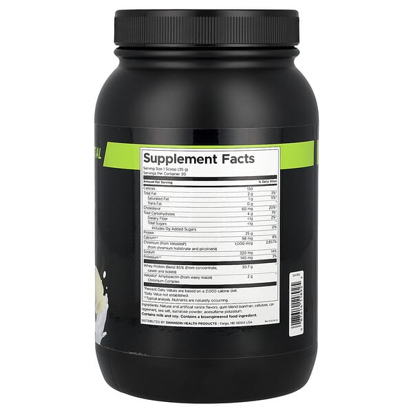 Alternative view of Swanson, Full Potential Whey Protein, Vanilla, 2.31 lbs (1,050 g)