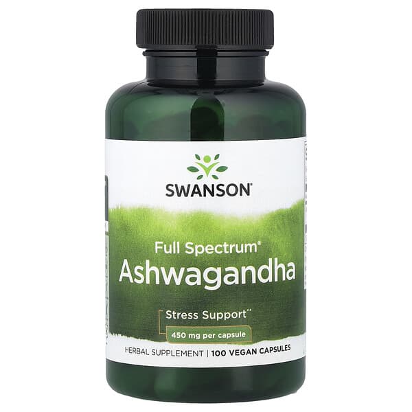 Swanson, Full Spectrum® Ashwagandha, 100 Vegan Capsules  (450 mg per Capsule)