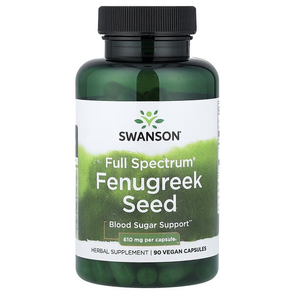 Swanson, Full Spectrum® Fenugreek Seed, 90 Vegan Capsules (610 mg per Capsule)
