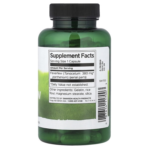 Alternative view of Swanson, Full Spectrum® Feverfew, 380 mg, 100 Capsules