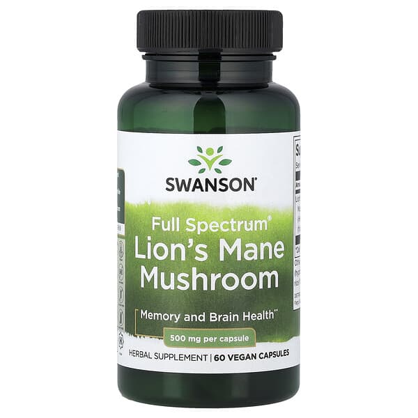 Swanson, Full Spectrum® Lion's Mane Mushroom, 500 mg, 60 Vegan Capsules