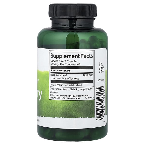Alternative view of Swanson, Full Spectrum® Rosemary, 400 mg, 90 Capsules