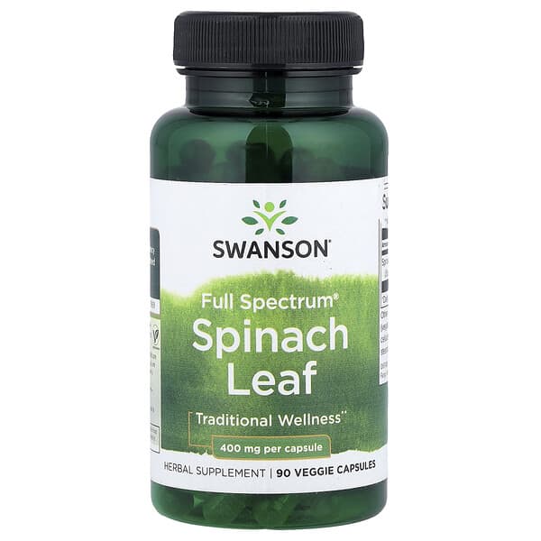 Swanson, Full Spectrum® Spinach Leaf, 400 mg, 90 Veggie Capsules