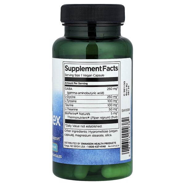 Alternative view of Swanson, GABAplex with L-Tyrosine & L-Theanine, 60 Vegan Capsules
