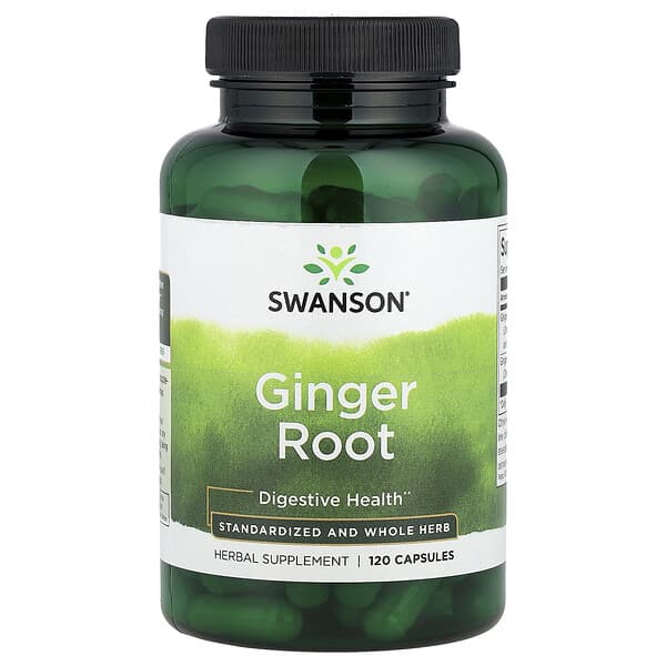 Swanson, Ginger Root, Standardized and Whole Herb, 120 Capsules