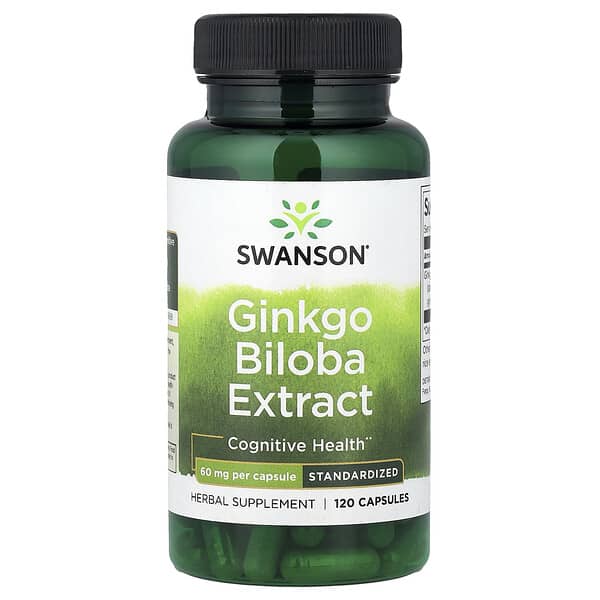 Swanson, Ginkgo Biloba Extract, Standardized, 60 mg, 120 Capsules