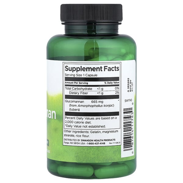 Swanson, Glucomannan, 665 mg, 90 Capsules 2 Swanson, Glucomannan, 665 mg, 90 Capsules - Ảnh 2