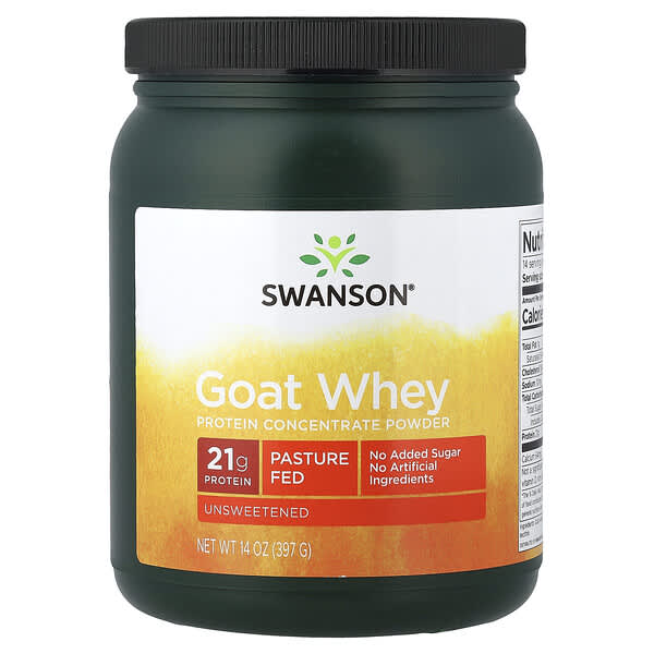 Swanson, Goat Whey Protein Concentrate Powder, Unsweetened, 14 oz (397 g)
