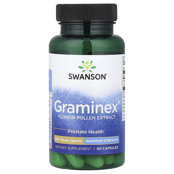 Swanson, Graminex® Flower Pollen Extract, Maximum Strength, 500 mg, 60 Capsules
