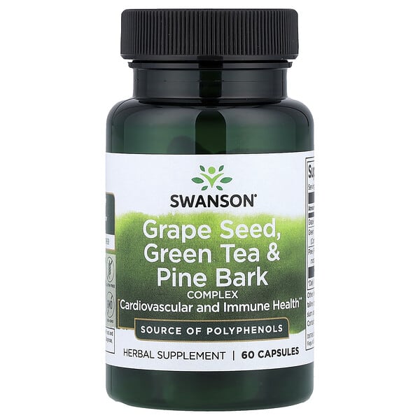 Swanson, Grape Seed, Green Tea & Pine Bark Complex, 60 Capsules