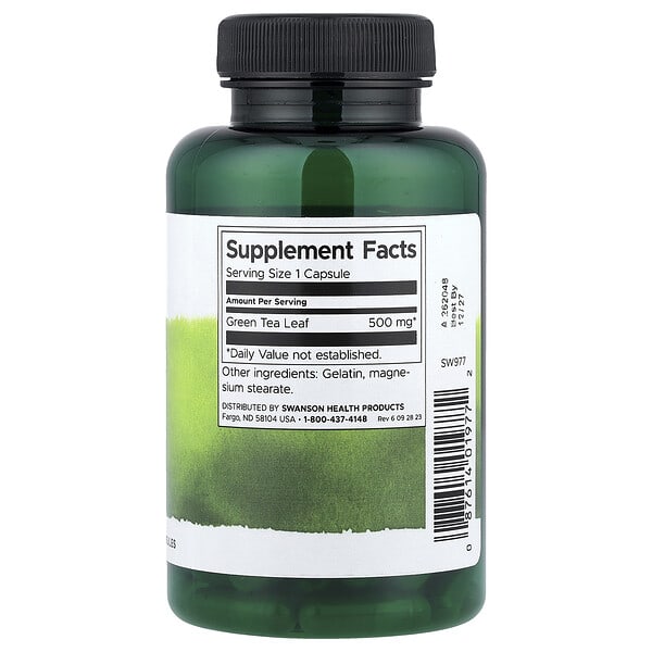 Swanson, Green Tea, 500 mg, 100 Capsules 2 Swanson, Green Tea, 500 mg, 100 Capsules - Ảnh 2
