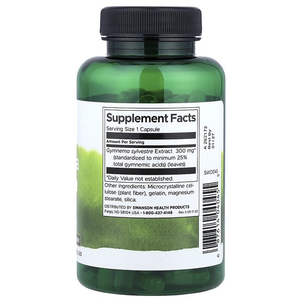 Swanson, Gymnema Sylvestre Extract, Standardized, 300 mg, 120 Capsules 2 Swanson, Gymnema Sylvestre Extract, Standardized, 300 mg, 120 Capsules - Ảnh 2