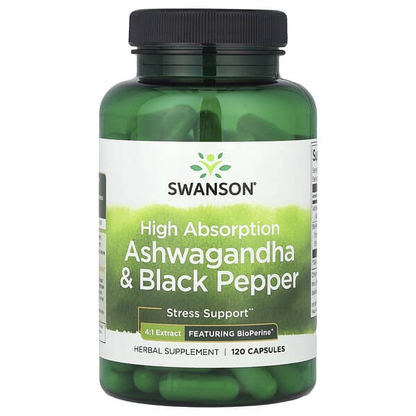 Swanson, High Absorption Ashwagandha & Black Pepper, 120 Capsules