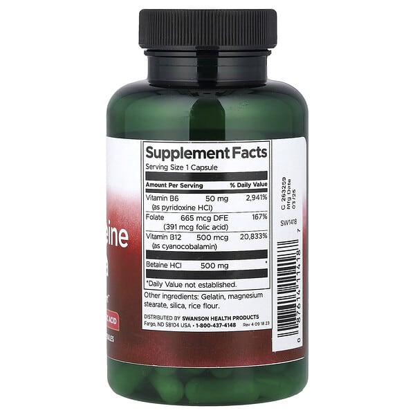 Alternative view of Swanson, Homocysteine Formula, 120 Capsules
